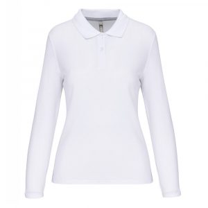 Polo manches longues femme blanc