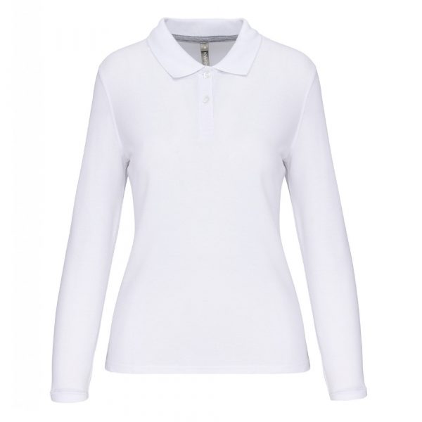 Polo manches longues femme blanc