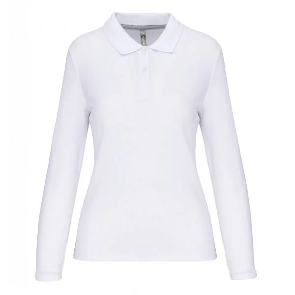 polo-manches-longues-femme-blanc Polo manches longues femme blanc