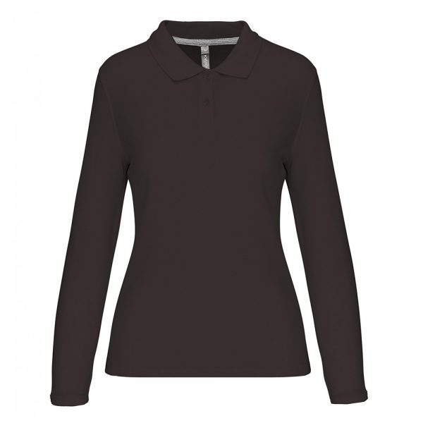 Polo manches longues femme gris foncé