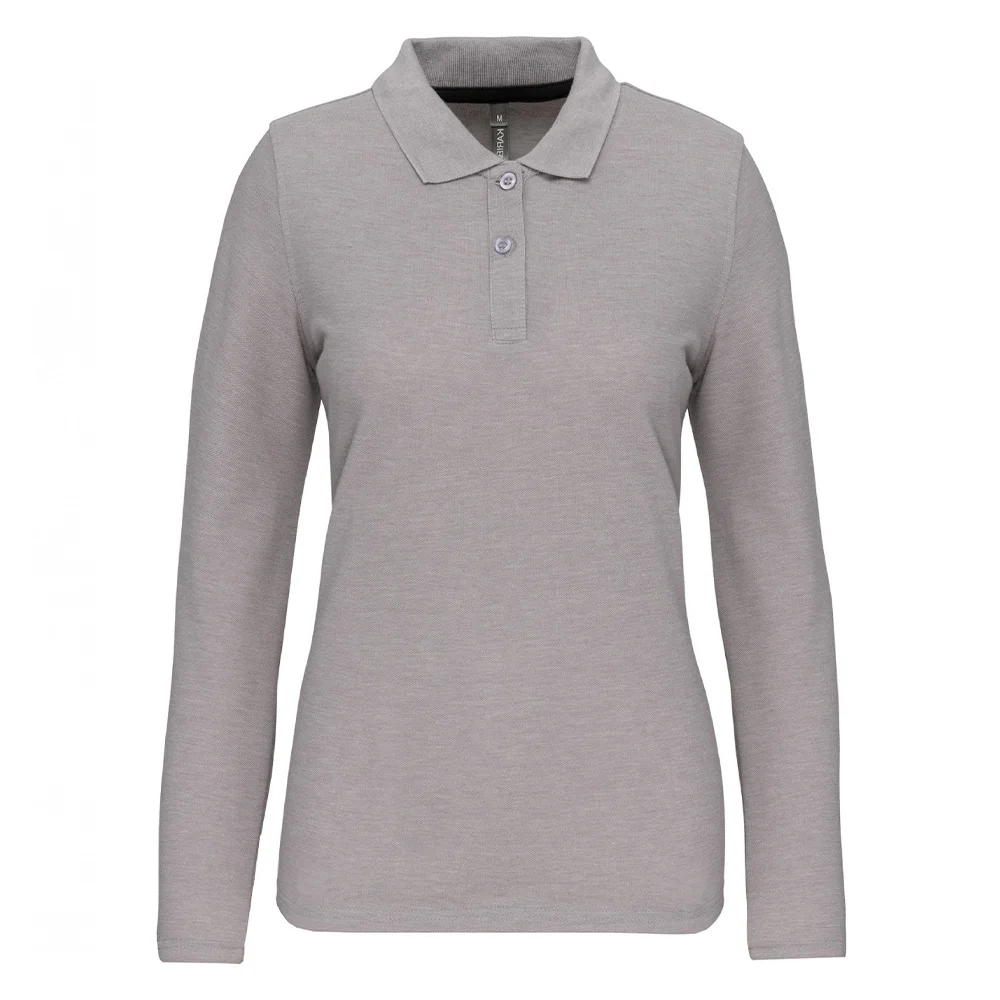 Polo Femme Gris bleu IGOL Compétition manches longues 100% coton