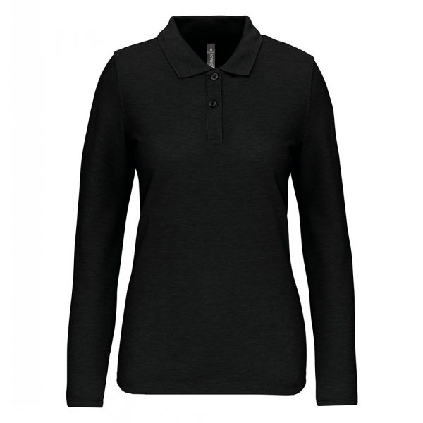 Polo manches longues femme noir