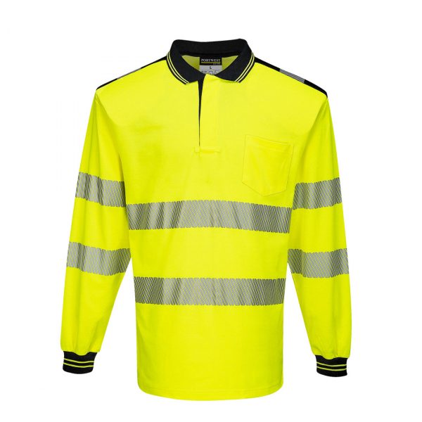 Polo haute visibilité manches longues Portwest jaune noir