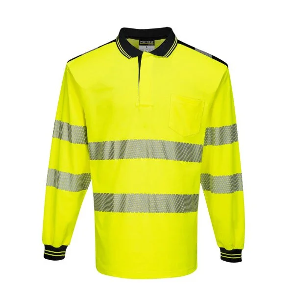 Polo haute visibilité manches longues Portwest jaune noir