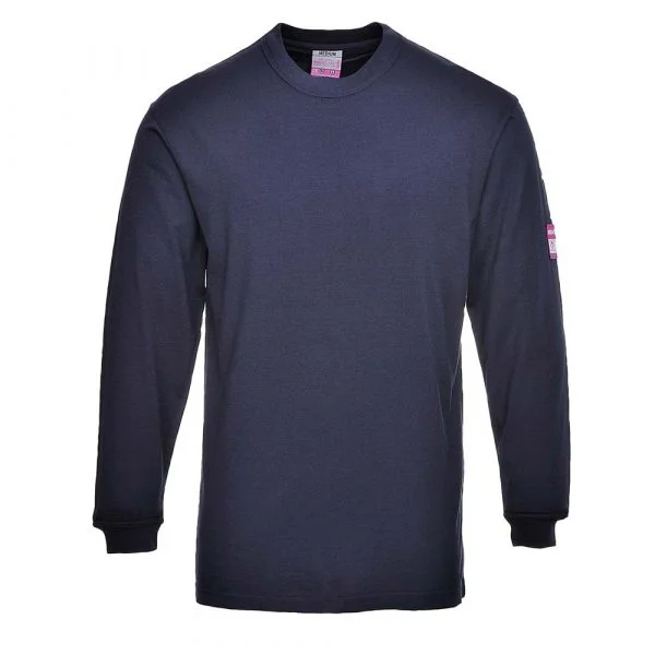 t-shirt-portwest-manches-longues-flamme-resistant-et-antistatique-marine T-Shirt PORTWEST manches longues Flamme résistant et antistatique marine