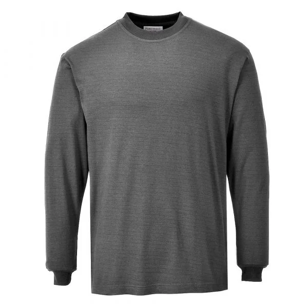 t-shirt-portwest-manches-longues-flamme-resistant-et-antistatique-gris T-Shirt PORTWEST manches longues Flamme résistant et antistatique gris