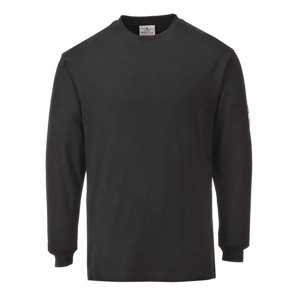 t-shirt-portwest-manches-longues-flamme-resistant-et-antistatique-noir T-Shirt PORTWEST manches longues Flamme résistant et antistatique noir