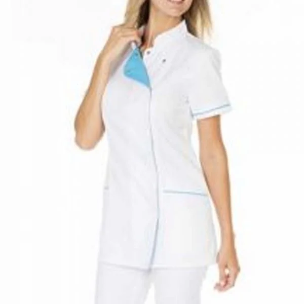 Tunique femme HASSON JULIE manches courtes blanc-bleu