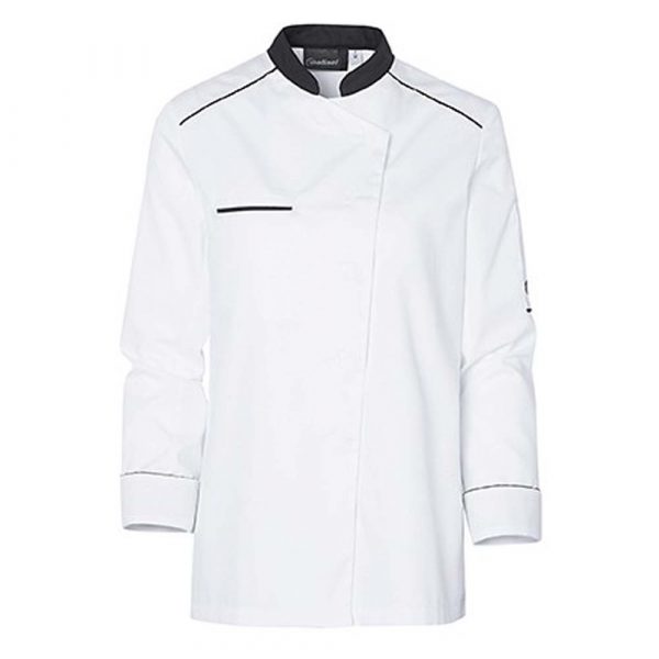 Veste de cuisine Molinel Néospirit Femme manches longues blanc noir