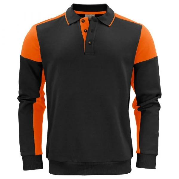 polosweater-printer-prime-noir-orange Polosweater PRINTER Prime noir-orange