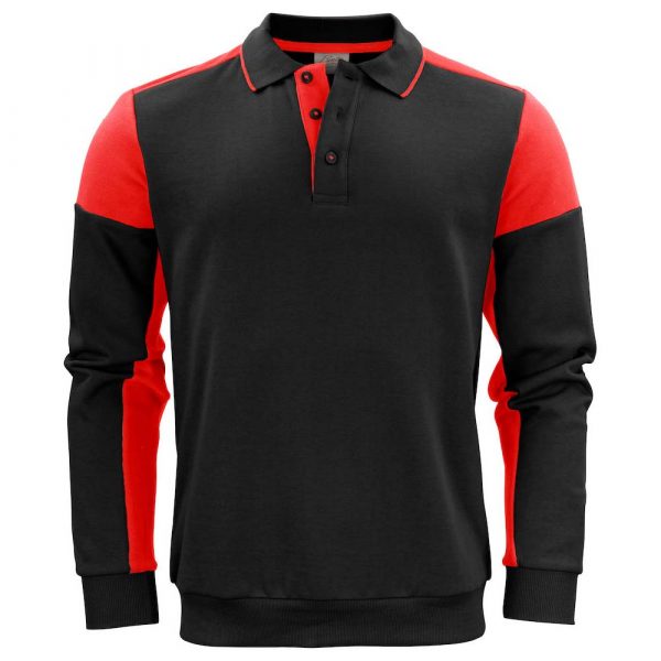 Polosweater PRINTER Prime noir-rouge