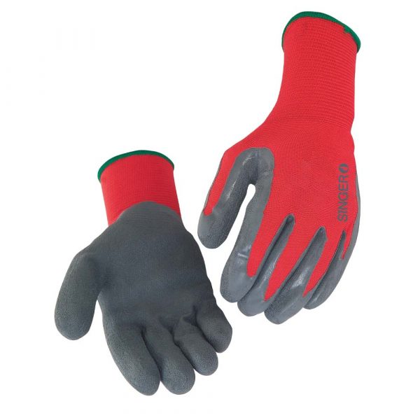 Lot de 10 gants en latex SINGER support polyamide dos aéré jauge 15