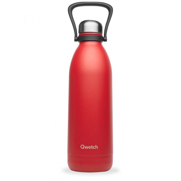 Bouteille isotherme Qwetch Matt 1,5L grande capacité rouge cardinal