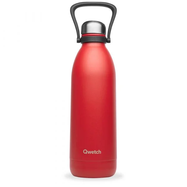 Bouteille isotherme Qwetch Matt 1,5L grande capacité rouge cardinal
