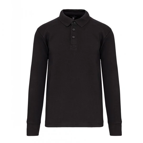 sweat-shirt-col-polo-homme-gris