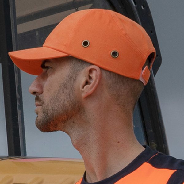 Casquette anti-heurt coque abs visière courte orange fluo chantier - HG913OHV