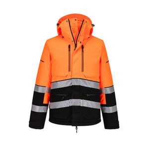 Parka HV EV4 Portwest SHERPA orange-noir de face