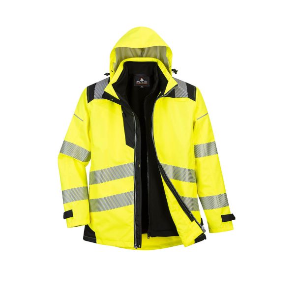 Parka PW365 Portwest 3-en-1 HV jaune face Parka PW365 Portwest 3-en-1 HV jaune face