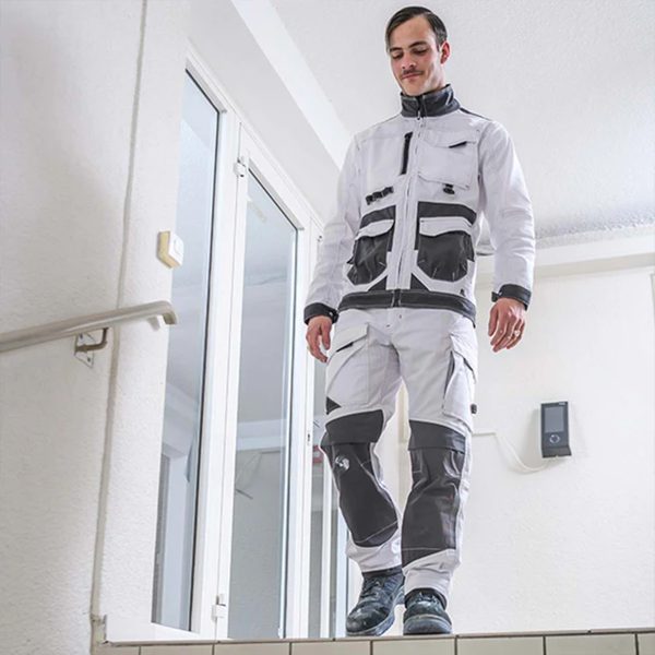 Pantalon-de-travail-Lafont-Ruler-L3-stretch-poches-genouillères-BLANC-peintre