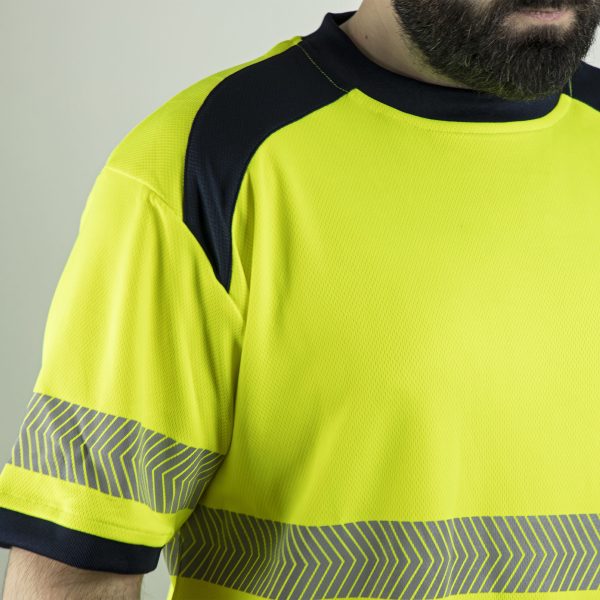T-shirt-de-travail-LMA-HALOGENE-haute-visibilité-respirant-anti-UV-JAUNE-fluo-zoom-matière T-shirt-de-travail-LMA-HALOGENE-haute-visibilité-respirant-anti-UV-JAUNE-fluo-zoom-matière
