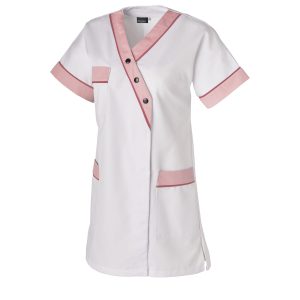 Tunique-de-travail-femme-manches-courtes-Molinel-Byzance-Blanc-rose