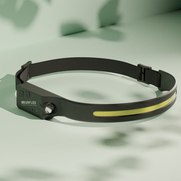 Lampe-frontale-rechargeable-USB-Surflex-POWLED-350-lumens-FOND-VERT